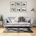 vidaXL Covor pufos "PAMPLONA" fire înalte negru/crem modern 120x120 cm vidaXL Covor pufos "PAMPLONA" fire înalte negru/crem modern 120x120 cm