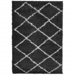 vidaXL Covor pufos "PAMPLONA" fire înalte negru/crem modern 140x200 cm