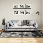 vidaXL Covor pufos "PAMPLONA" fire înalte negru/crem modern 140x200 cm