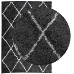 vidaXL Covor pufos "PAMPLONA" fire înalte negru/crem modern 140x200 cm