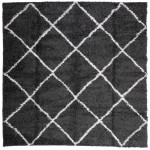 vidaXL Covor pufos "PAMPLONA" fire înalte negru/crem modern 160x160 cm vidaXL Covor pufos "PAMPLONA" fire înalte negru/crem modern 160x160 cm
