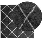 vidaXL Covor pufos "PAMPLONA" fire înalte negru/crem modern 160x160 cm vidaXL Covor pufos "PAMPLONA" fire înalte negru/crem modern 160x160 cm