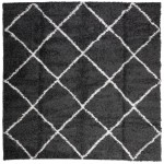 vidaXL Covor pufos "PAMPLONA" fire înalte negru/crem modern 240x240 cm vidaXL Covor pufos "PAMPLONA" fire înalte negru/crem modern 240x240 cm