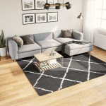 vidaXL Covor pufos "PAMPLONA" fire înalte negru/crem modern 240x240 cm vidaXL Covor pufos "PAMPLONA" fire înalte negru/crem modern 240x240 cm