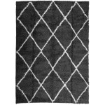 vidaXL Covor pufos "PAMPLONA" fire înalte negru/crem modern 240x340 cm vidaXL Covor pufos "PAMPLONA" fire înalte negru/crem modern 240x340 cm