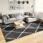 vidaXL Covor pufos "PAMPLONA" fire înalte negru/crem modern 240x340 cm vidaXL Covor pufos "PAMPLONA" fire înalte negru/crem modern 240x340 cm