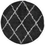 vidaXL Covor pufos "PAMPLONA" fire înalte negru/crem modern Ø 80 cm