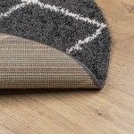 vidaXL Covor pufos "PAMPLONA" fire înalte negru/crem modern Ø 80 cm