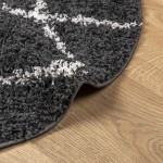vidaXL Covor pufos "PAMPLONA" fire înalte negru/crem modern Ø 120 cm