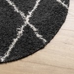 vidaXL Covor pufos "PAMPLONA" fire înalte negru/crem modern Ø 160 cm vidaXL Covor pufos "PAMPLONA" fire înalte negru/crem modern Ø 160 cm
