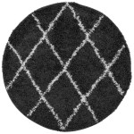 vidaXL Covor pufos "PAMPLONA" fire înalte negru/crem modern Ø 240 cm