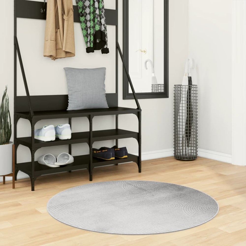 vidaXL Covor "IZA" aspect scandinav, cu fire scurte, gri, Ø 100 cm