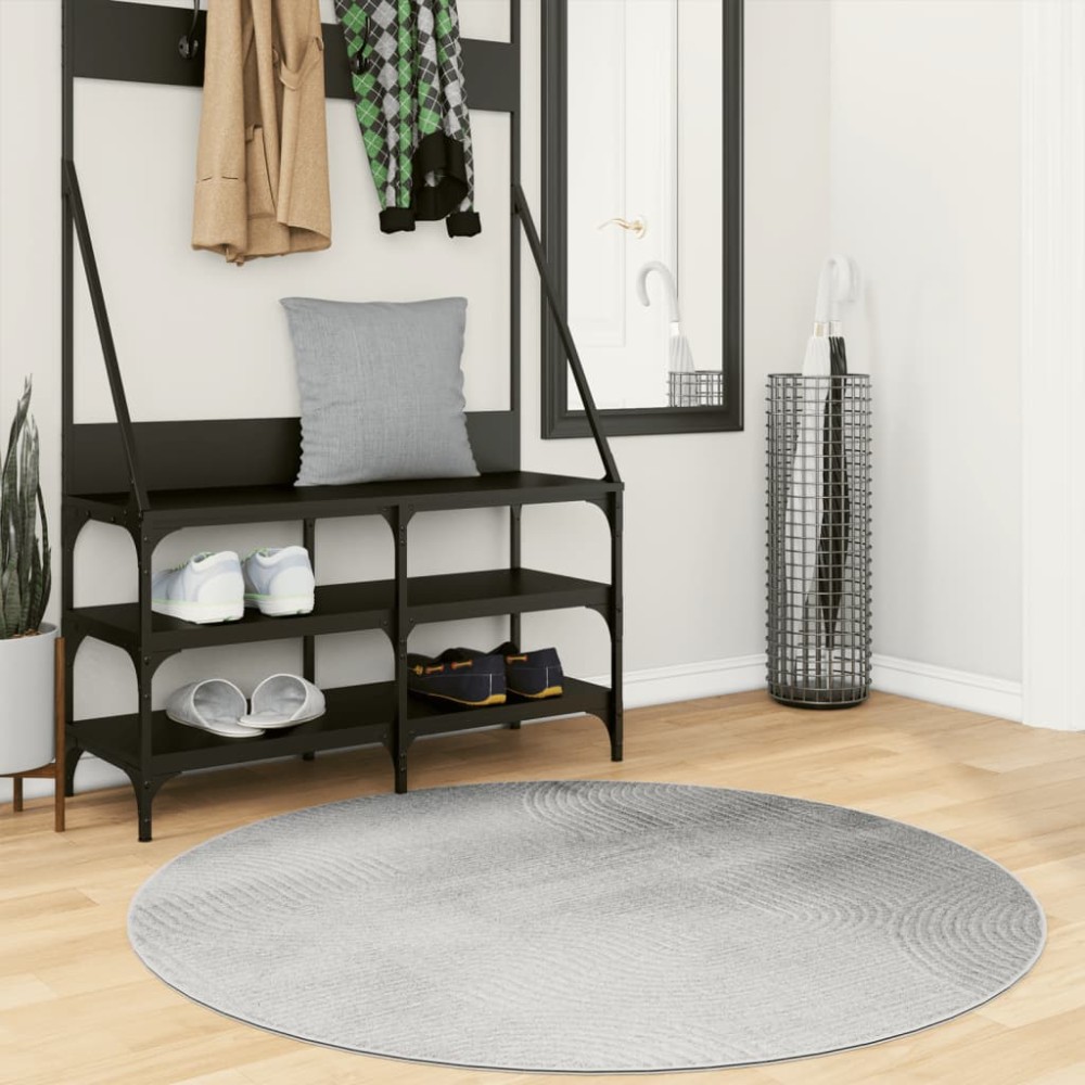 vidaXL Covor "IZA" aspect scandinav, cu fire scurte, gri, Ø 120 cm