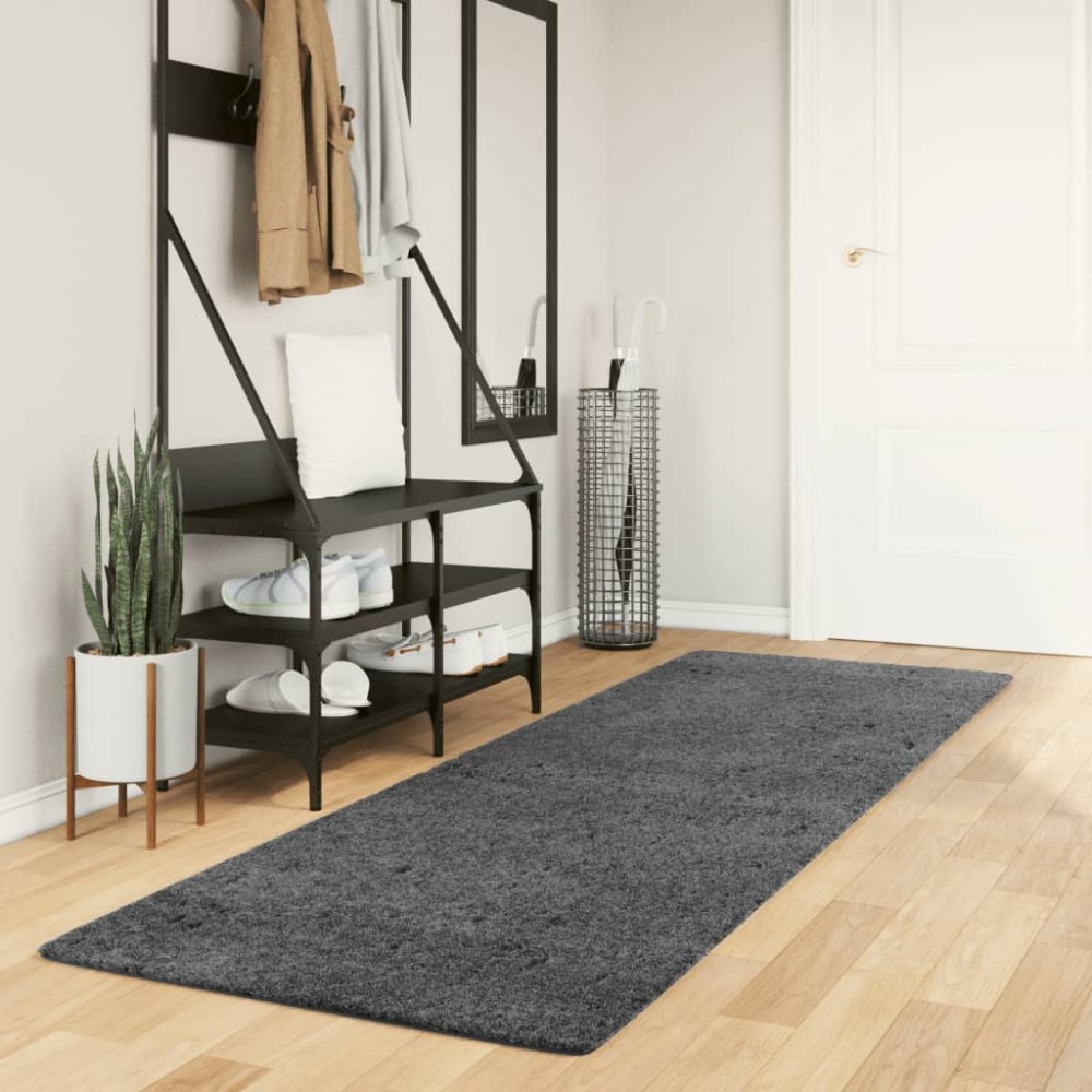 vidaXL Covor „OVIEDO”, fire scurte, antracit, 80x250 cm