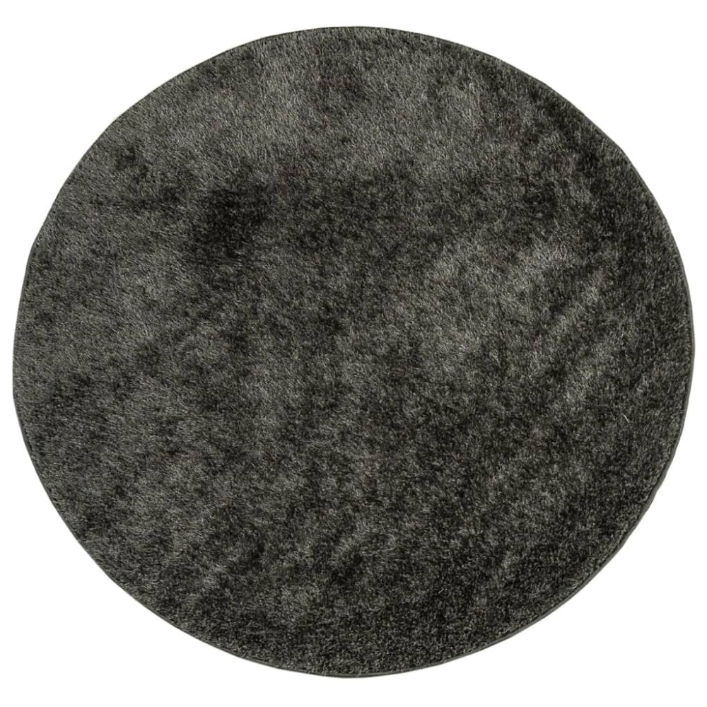 vidaXL Covor ISTAN, cu fire înalte, aspect lucios, antracit, Ø 80 cm