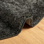 vidaXL Covor ISTAN, cu fire înalte, aspect lucios, antracit, Ø 80 cm