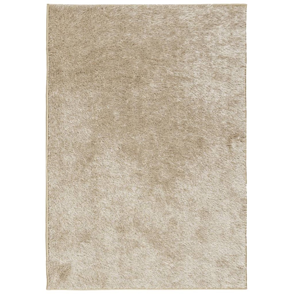 vidaXL Covor ISTAN, cu fire înalte, aspect lucios, bej, 140x200 cm