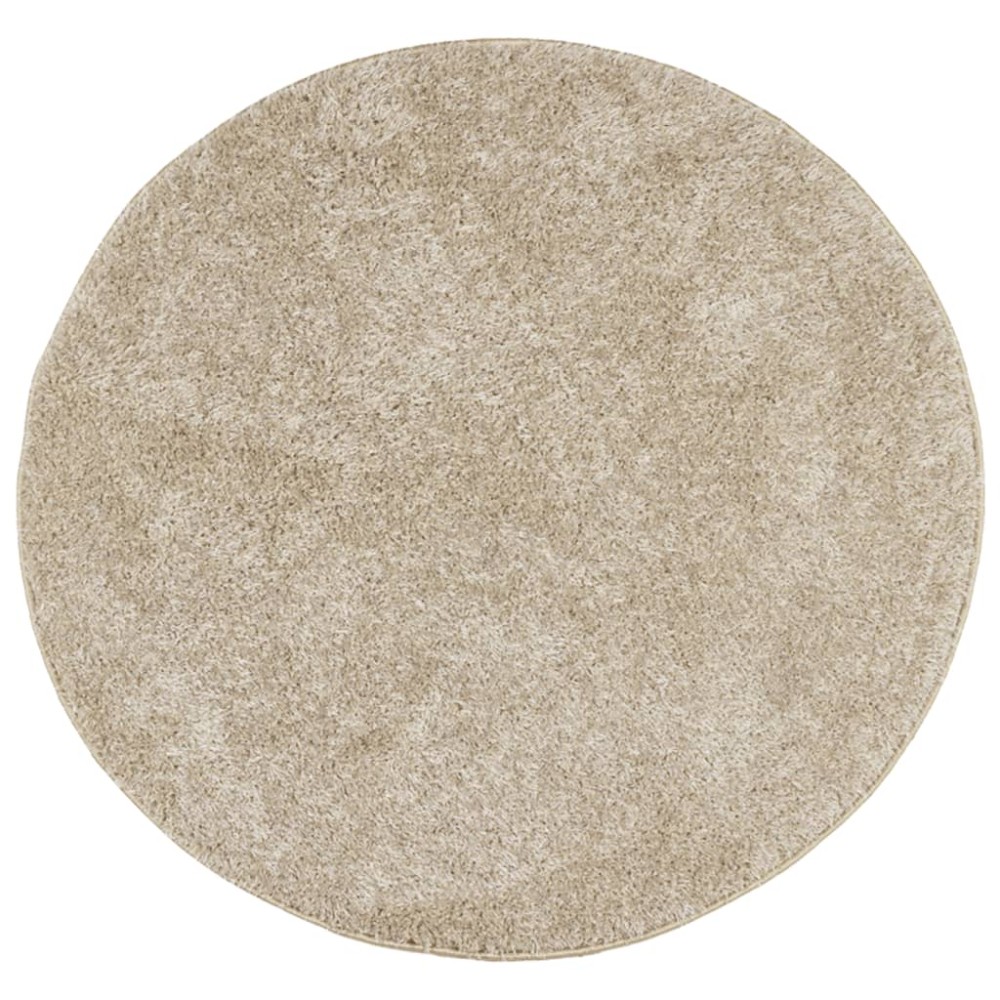 vidaXL Covor ISTAN, cu fire înalte, aspect lucios, bej, Ø 80 cm