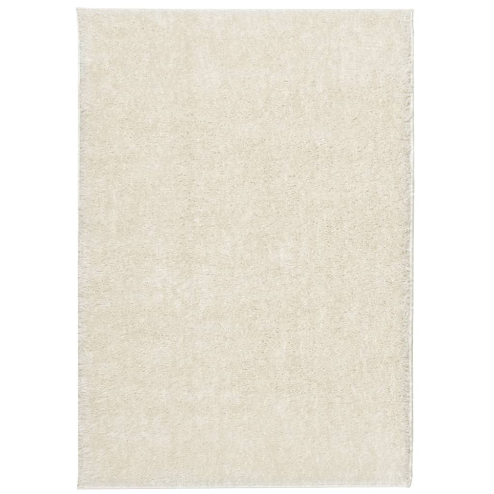 vidaXL Covor ISTAN, cu fire înalte, aspect lucios, crem, 140x200 cm