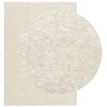 vidaXL Covor ISTAN, cu fire înalte, aspect lucios, crem, 140x200 cm