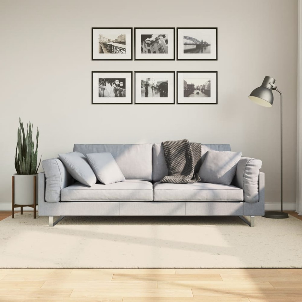 vidaXL Covor ISTAN, cu fire înalte, aspect lucios, crem, 160x230 cm