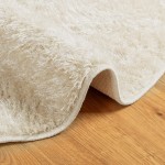 vidaXL Covor ISTAN, cu fire înalte, aspect lucios, crem, Ø 80 cm
