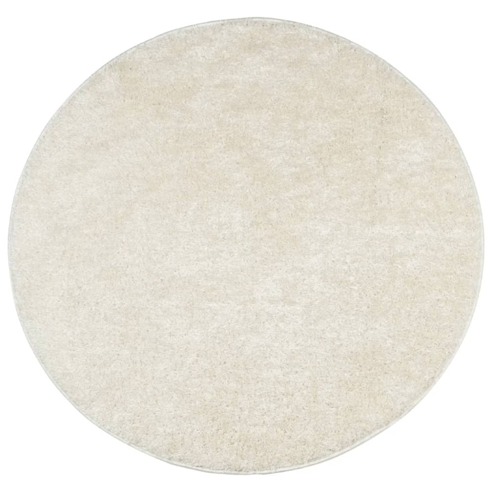 vidaXL Covor ISTAN, cu fire înalte, aspect lucios, crem, Ø 100 cm