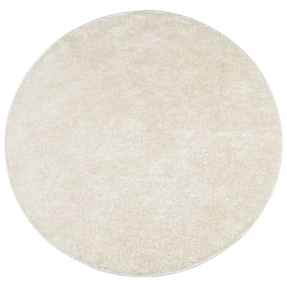 vidaXL Covor ISTAN, cu fire înalte, aspect lucios, crem, Ø 160 cm