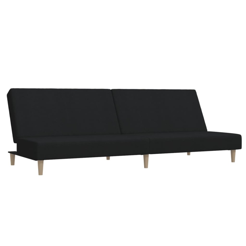 vidaXL Canapea extensibilă cu 2 locuri, negru, material textil
