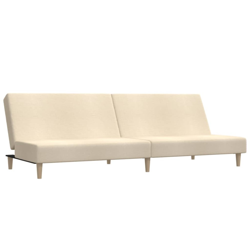 vidaXL Canapea extensibilă cu 2 locuri, crem, material textil