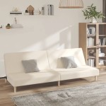vidaXL Canapea extensibilă cu 2 locuri, crem, material textil vidaXL Canapea extensibilă cu 2 locuri, crem, material textil