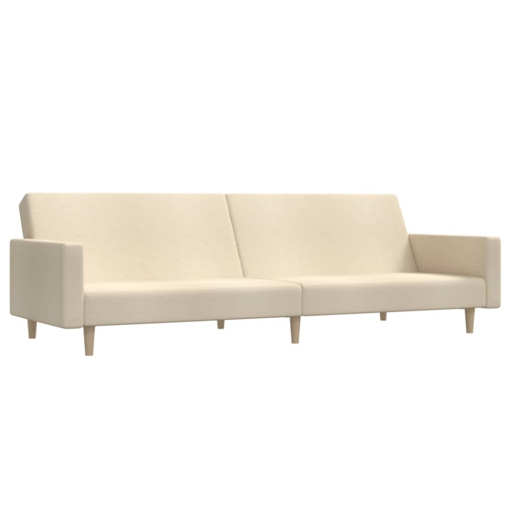vidaXL Canapea extensibilă cu 2 locuri, crem, material textil