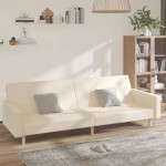 vidaXL Canapea extensibilă cu 2 locuri, crem, material textil vidaXL Canapea extensibilă cu 2 locuri, crem, material textil