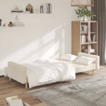 vidaXL Canapea extensibilă cu 2 locuri, crem, material textil vidaXL Canapea extensibilă cu 2 locuri, crem, material textil