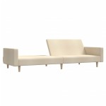 vidaXL Canapea extensibilă cu 2 locuri, crem, material textil vidaXL Canapea extensibilă cu 2 locuri, crem, material textil