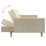 vidaXL Canapea extensibilă cu 2 locuri, crem, material textil vidaXL Canapea extensibilă cu 2 locuri, crem, material textil