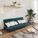 vidaXL Canapea extensibilă cu 2 locuri, albastru, catifea vidaXL Canapea extensibilă cu 2 locuri, albastru, catifea