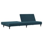 vidaXL Canapea extensibilă cu 2 locuri, albastru, catifea vidaXL Canapea extensibilă cu 2 locuri, albastru, catifea