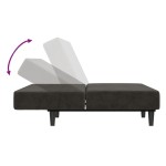 vidaXL Canapea extensibilă cu 2 locuri, gri închis, catifea