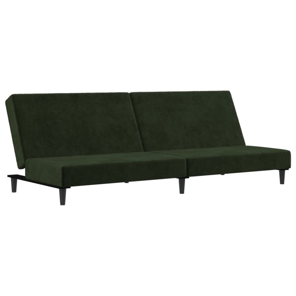 vidaXL Canapea extensibilă cu 2 locuri, verde închis, catifea