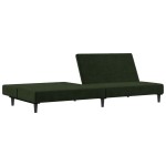 vidaXL Canapea extensibilă cu 2 locuri, verde închis, catifea