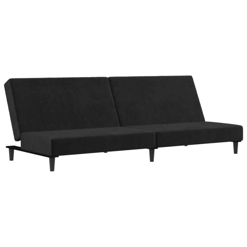vidaXL Canapea extensibilă cu 2 locuri, negru, catifea