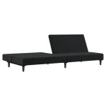 vidaXL Canapea extensibilă cu 2 locuri, negru, catifea