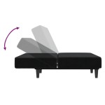 vidaXL Canapea extensibilă cu 2 locuri, negru, catifea