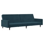 vidaXL Canapea extensibilă cu 2 locuri, albastru, catifea vidaXL Canapea extensibilă cu 2 locuri, albastru, catifea