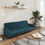 vidaXL Canapea extensibilă cu 2 locuri, albastru, catifea vidaXL Canapea extensibilă cu 2 locuri, albastru, catifea