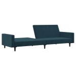 vidaXL Canapea extensibilă cu 2 locuri, albastru, catifea vidaXL Canapea extensibilă cu 2 locuri, albastru, catifea