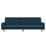 vidaXL Canapea extensibilă cu 2 locuri, albastru, catifea vidaXL Canapea extensibilă cu 2 locuri, albastru, catifea