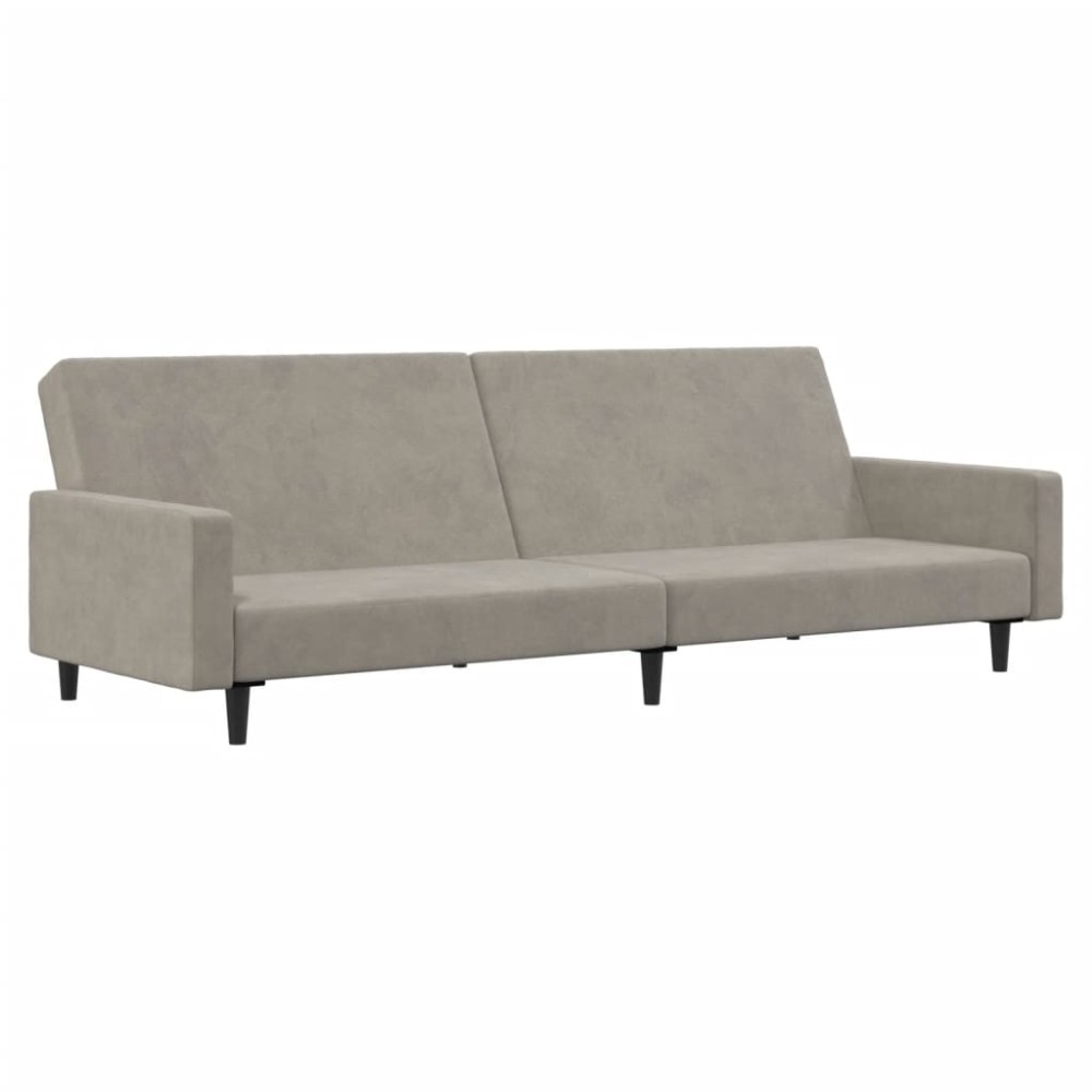 vidaXL Canapea extensibilă cu 2 locuri, gri deschis, catifea