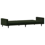 vidaXL Canapea extensibilă cu 2 locuri, verde închis, catifea